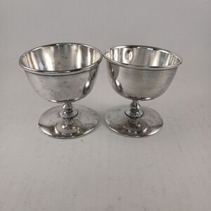 Antique‎ Quadruple Silverplate Hard Metal Open Salt Cellars Pair Flawed